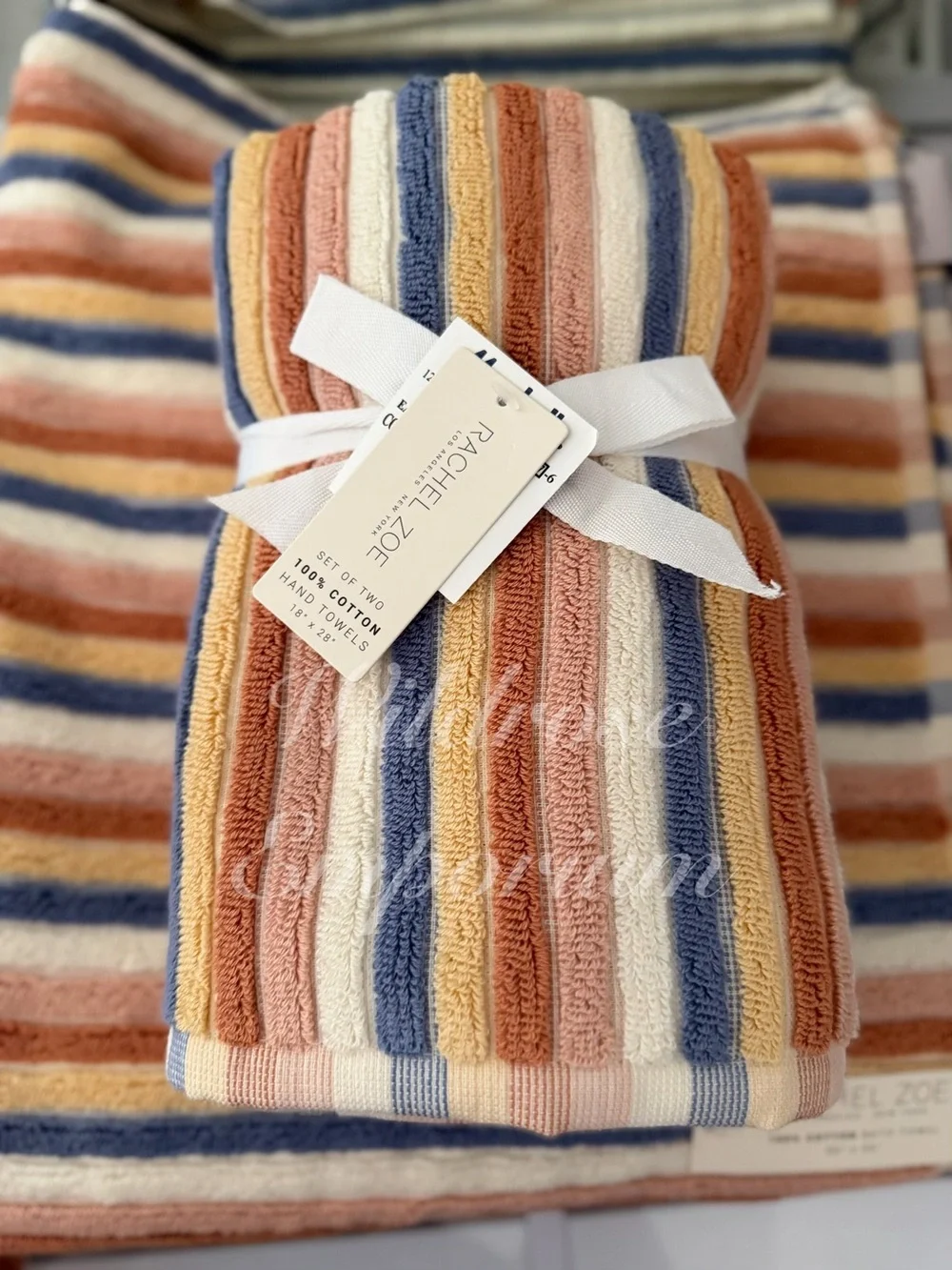 Rachel Zoe fall Autumn Multicolor Striped Bath washcloth hand towel set 8 pc